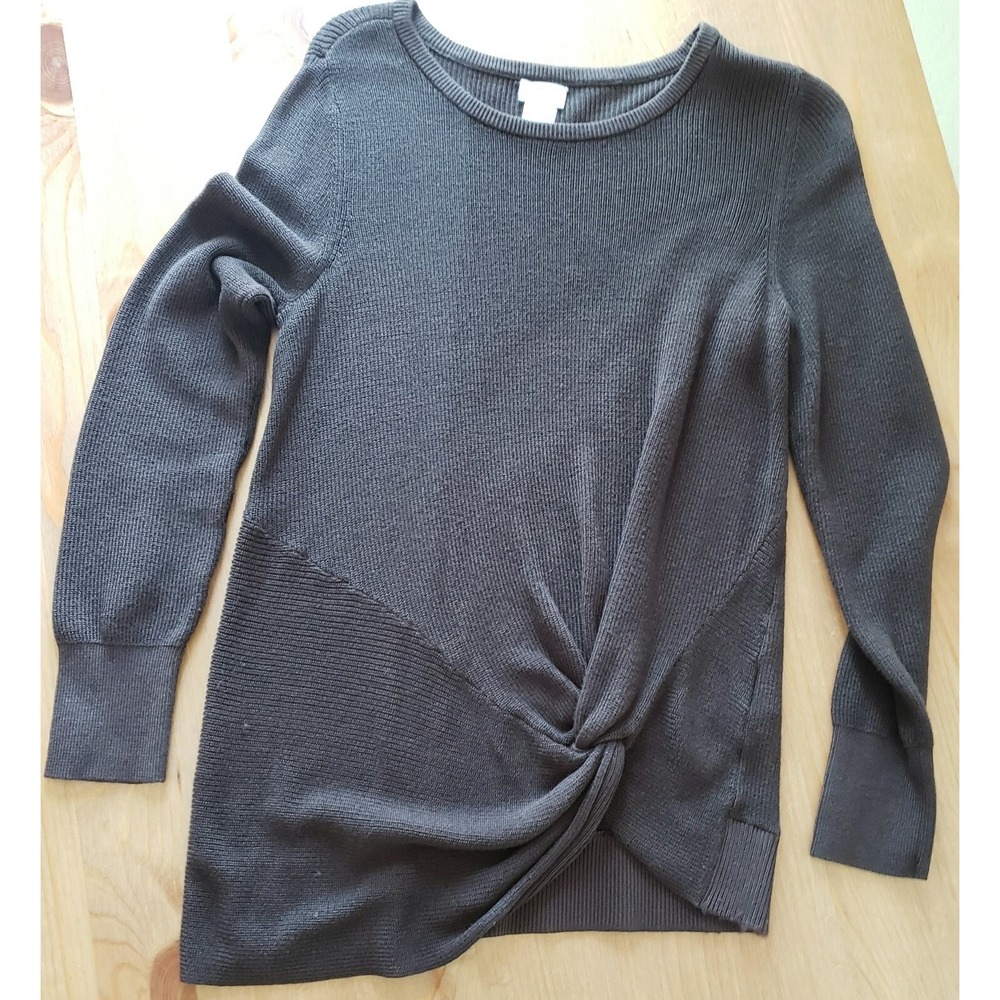 Chico's Size 0 Small Pullover Long Sleeve Sweater Brown With Side Knot